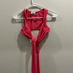 PRINCESS POLLY HOT PINK CORSS TIE TOP
